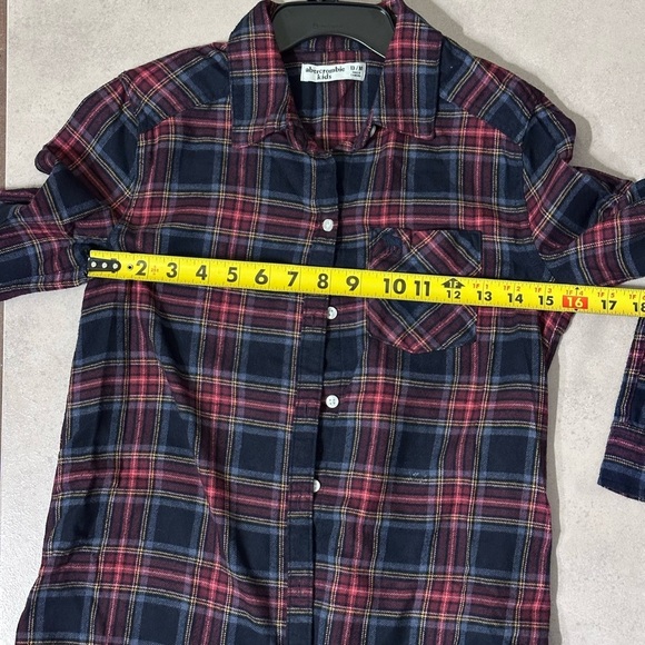 Abercrombie Kids Plaid Blue/Red Button Down Flannel Shirt Long sleeve size 13/14 - Picture 8 of 8
